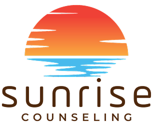 Sunrise Counseling logo with sunset design.